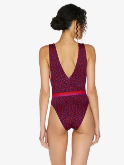 La Perla Bañador Con Cinturón De Color Rojo Y Azul