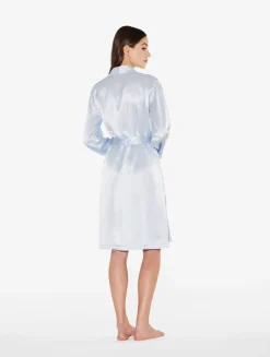 La Perla Bata Corta De Seda Azul Celeste