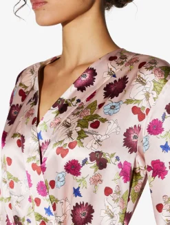 La Perla Bata Corta De Seda Con Estampado De Flores