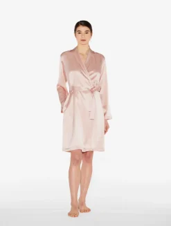 La Perla Bata Corta De Seda Rosa Empolvado