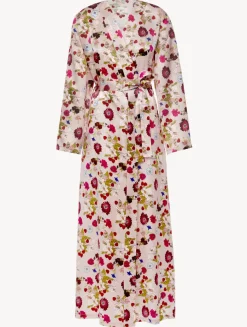 La Perla Bata Larga De Seda Con Estampado De Flores