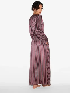 La Perla Bata Larga De Seda Con Estampado De Rayas