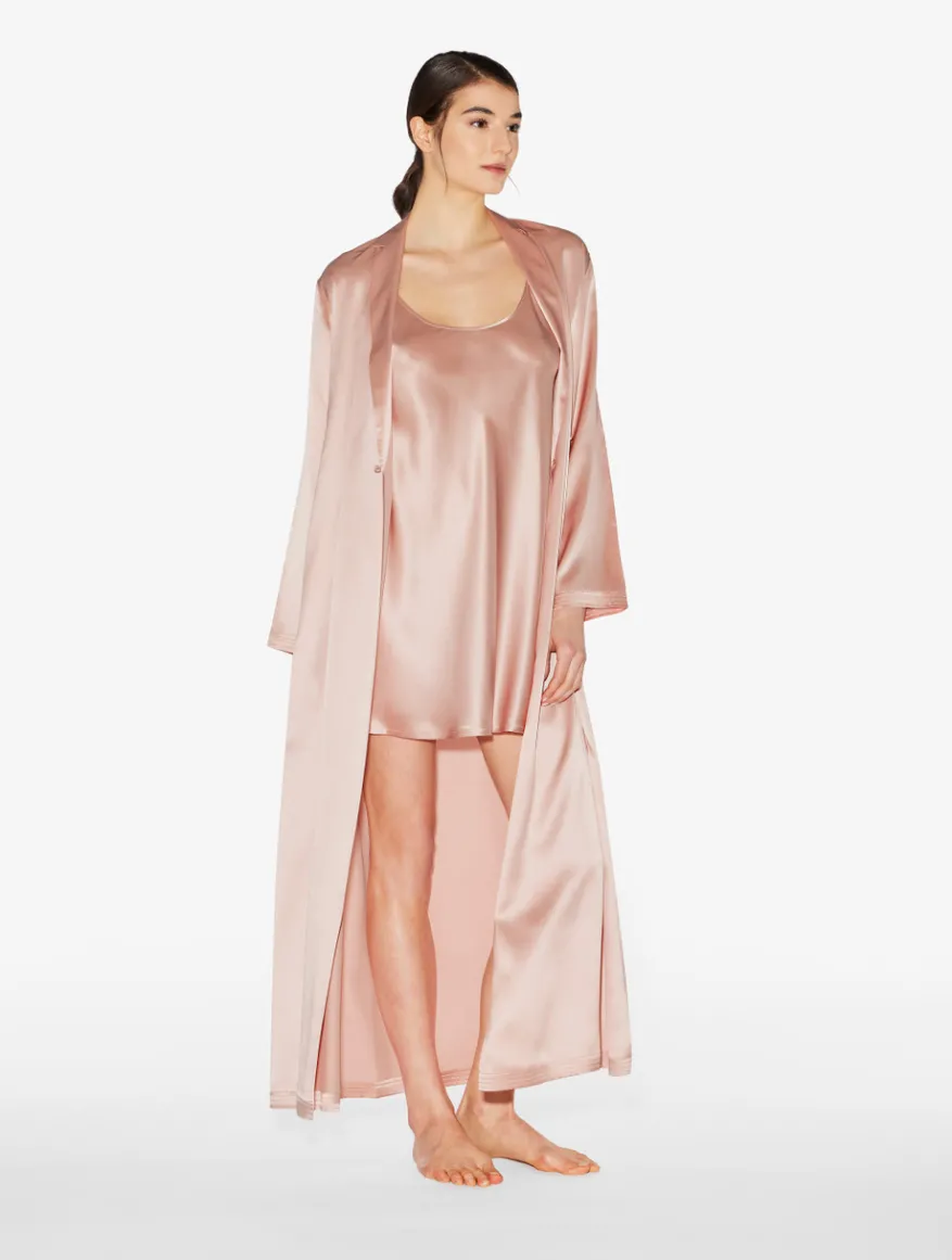 La Perla Bata Larga De Seda Rosa Empolvado