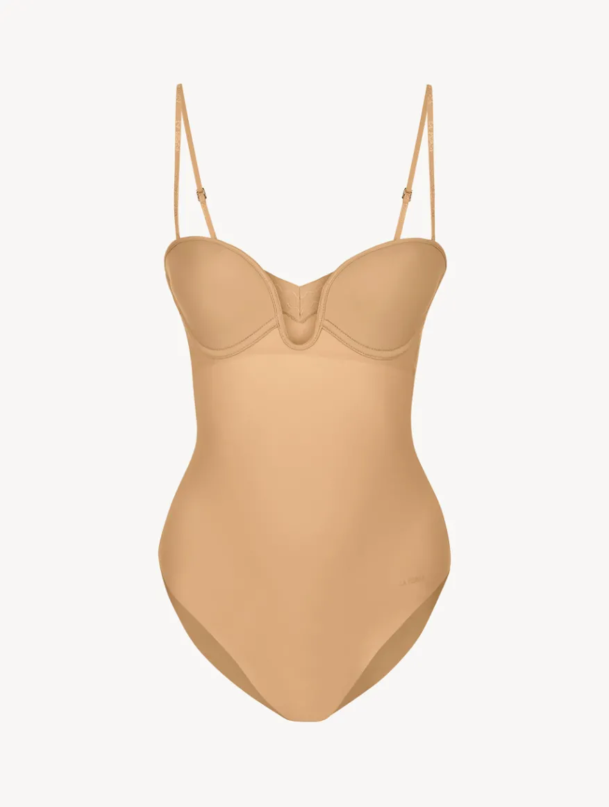 La Perla Body Acolchado Con Aros Y Escote En U Color Amaretto