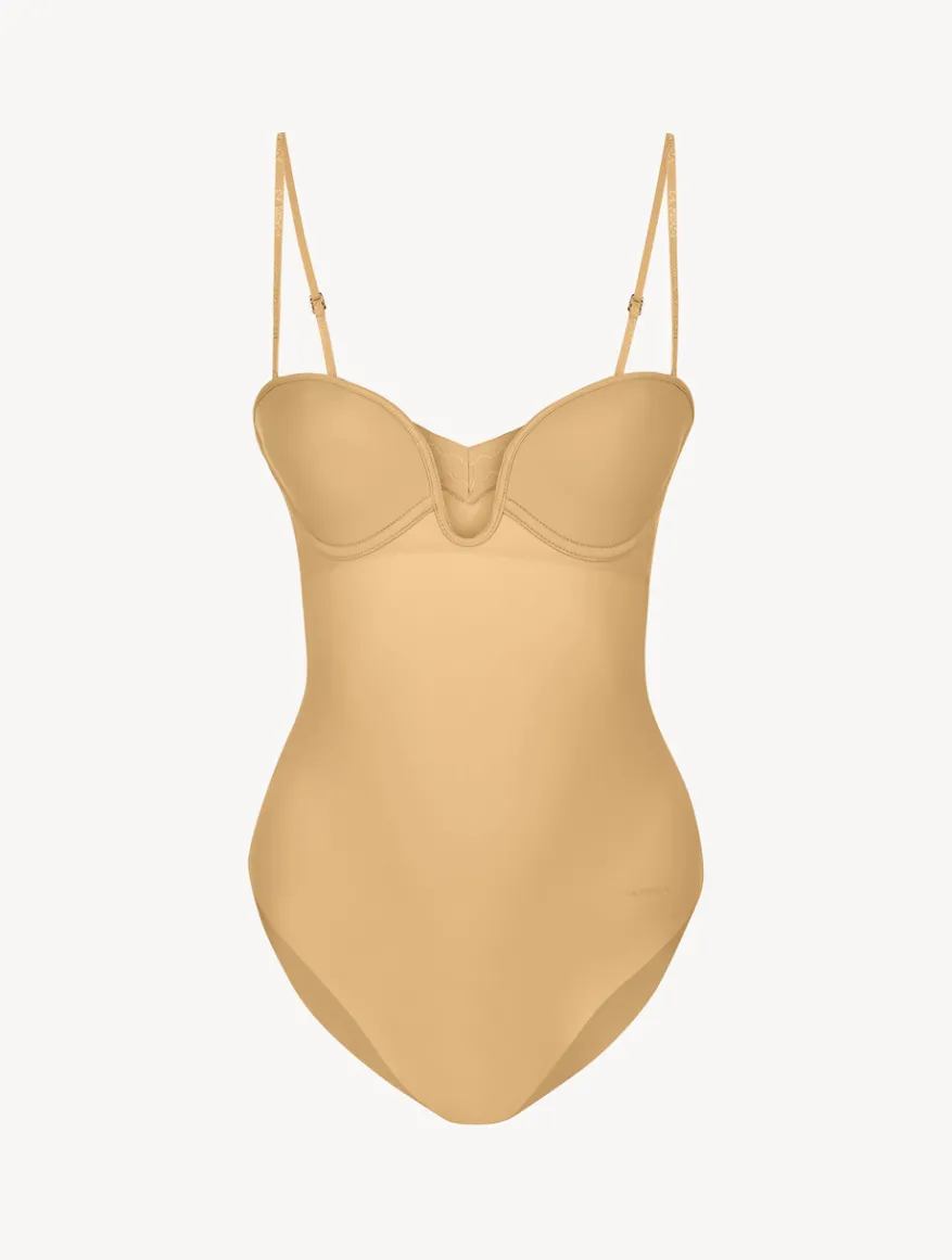 La Perla Body Acolchado Con Aros Y Escote En U Color Avellana