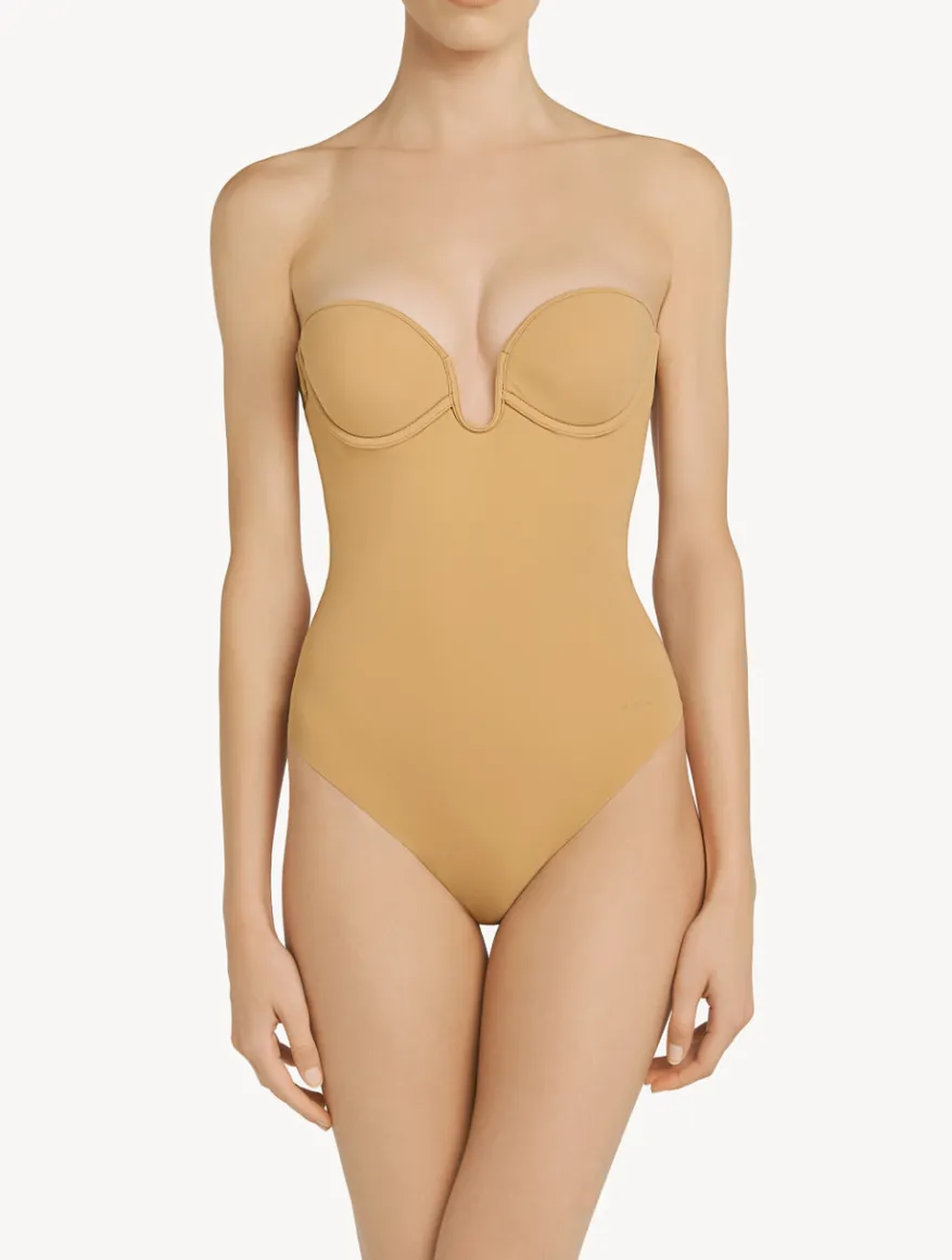 La Perla Body Acolchado Con Aros Y Escote En U Color Avellana