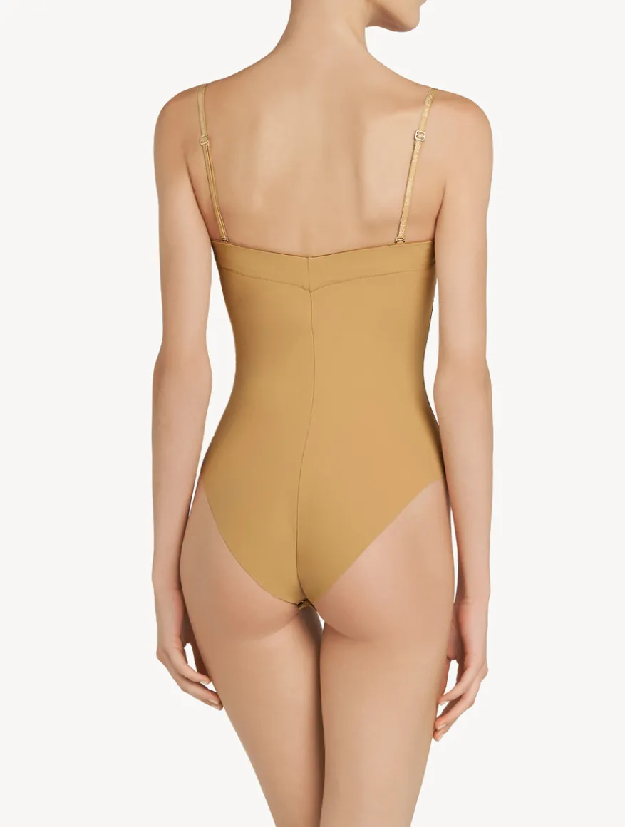 La Perla Body Acolchado Con Aros Y Escote En U Color Avellana