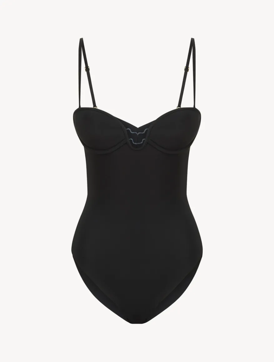 La Perla Body Acolchado Con Aros Y Escote En U Color Negro