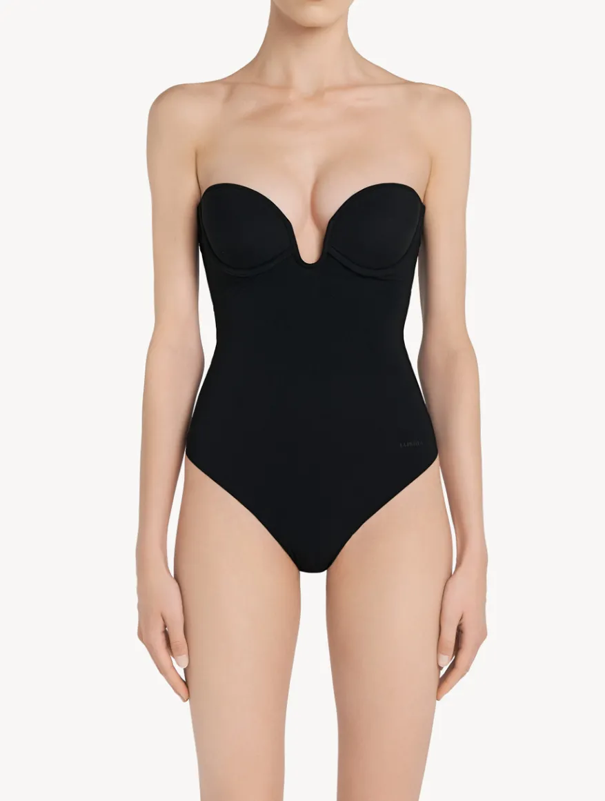 La Perla Body Acolchado Con Aros Y Escote En U Color Negro
