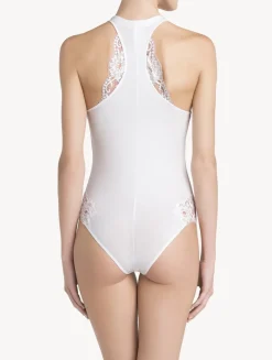 La Perla Body Con Espalda Nadadora De Algodón Blanco