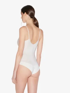 La Perla Body De Lycra Con Tul Bordado Blanquecino