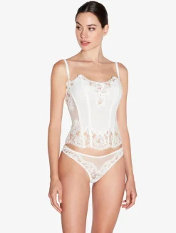 La Perla Braguita Brasileña De Color Roto Con Encaje Leavers De Algodón