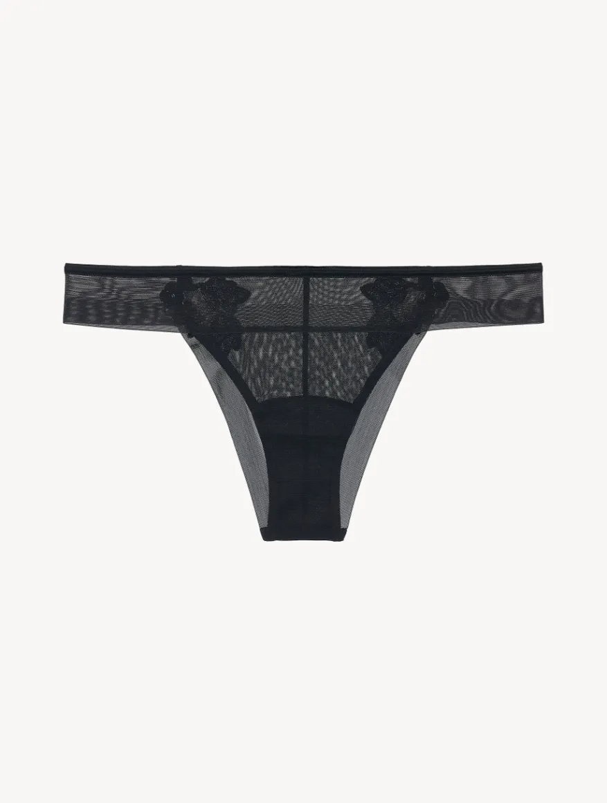 La Perla Braguita Brasileña De Tul Elástico Negro