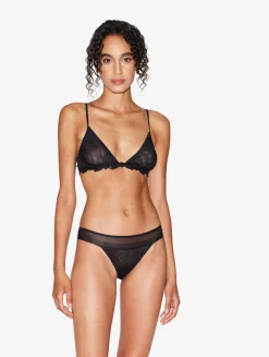 La Perla Braguita Brasileña De Tul Elástico Negro