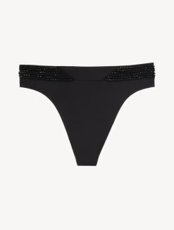 La Perla Braguita De Bikini Brasileña De Cintura Alta De Color Con Cuentas