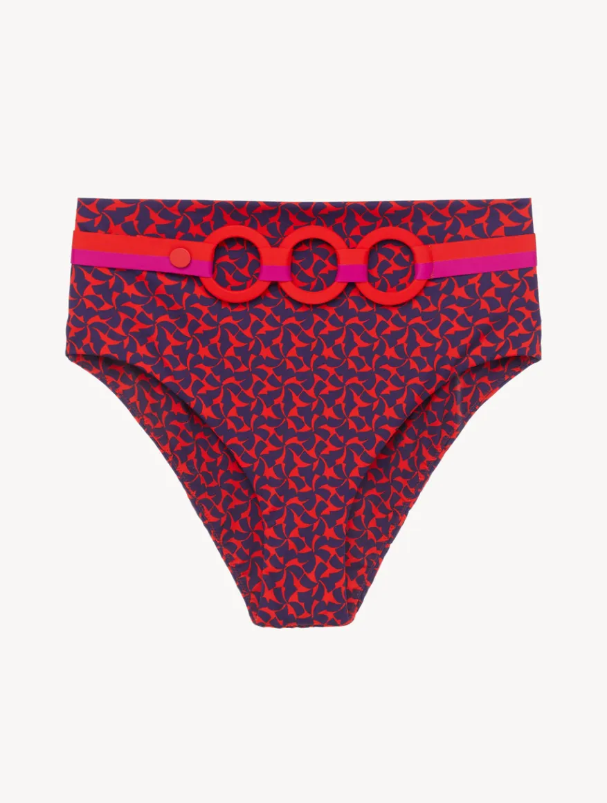 La Perla Braguita De Bikini De Cintura Alta Con Cinturón De Color Rojo Y Azul