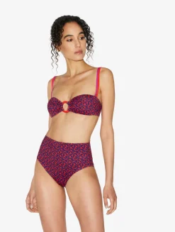 La Perla Braguita De Bikini De Cintura Alta Con Cinturón De Color Rojo Y Azul