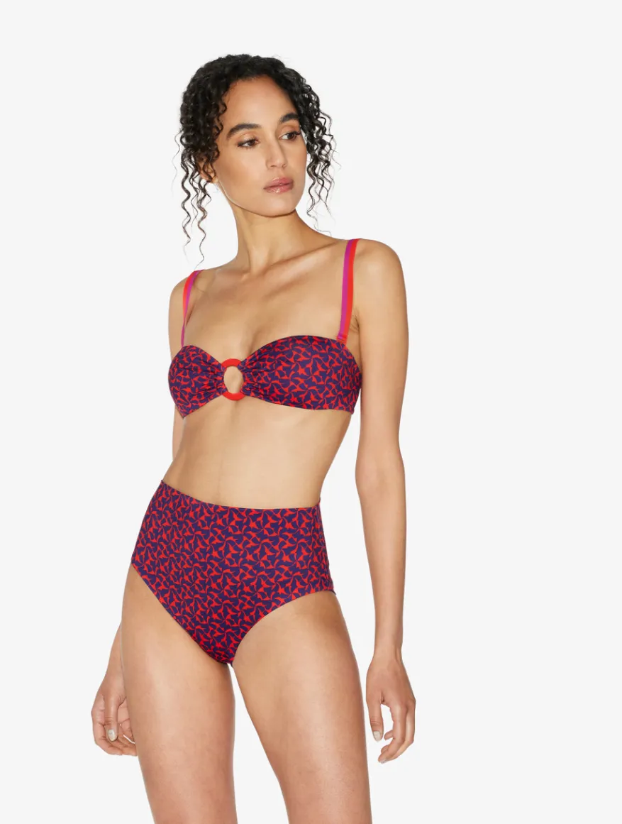 La Perla Braguita De Bikini De Cintura Alta Con Cinturón De Color Rojo Y Azul