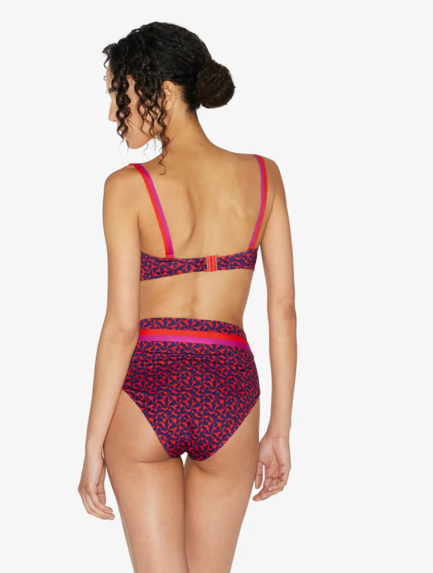 La Perla Braguita De Bikini De Cintura Alta Con Cinturón De Color Rojo Y Azul