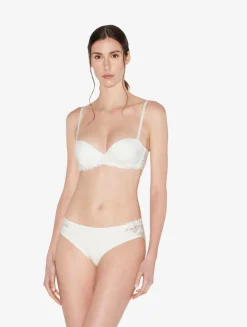 La Perla Braguita Hipster De Lycra Con Tul Bordado Blanquecino