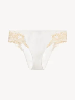 La Perla Braguita Talle Medio De Seda Blanca Con Frastaglio Color Marfil