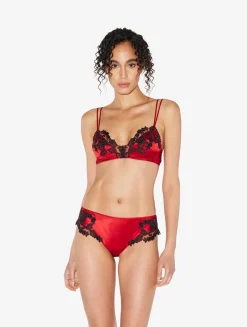 La Perla Braguita Talle Medio De Seda Rojo Con Frastaglio Color Negro