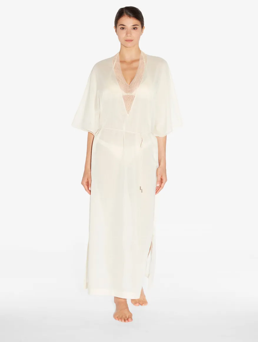 La Perla Caftán De Color Champán Con Cuentas