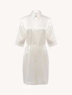 La Perla Camisa Larga De Seda Blanca