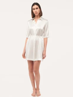 La Perla Camisa Larga De Seda Blanca