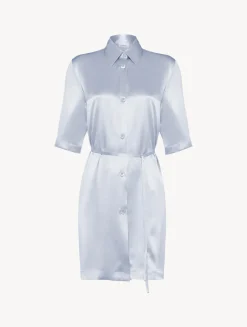La Perla Camisa Larga De Seda Celeste