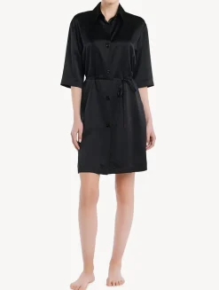 La Perla Camisa Larga De Seda Negra