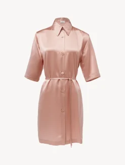 La Perla Camisa Larga De Seda Rosa Empolvado