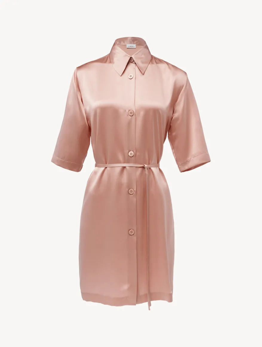 La Perla Camisa Larga De Seda Rosa Empolvado