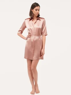 La Perla Camisa Larga De Seda Rosa Empolvado