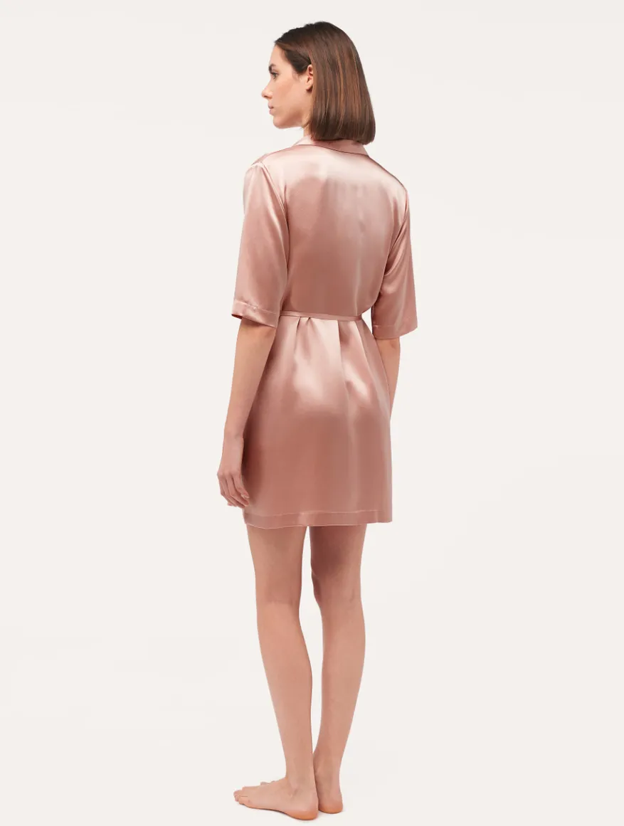 La Perla Camisa Larga De Seda Rosa Empolvado