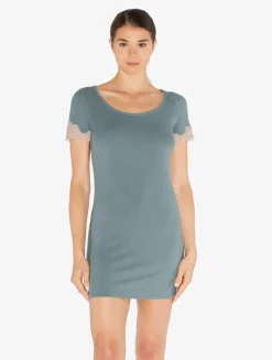 La Perla Camisón Corto Acanalado En Mezcla De Cachemir Sleepy Dream Con Frastaglio