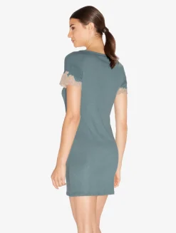 La Perla Camisón Corto Acanalado En Mezcla De Cachemir Sleepy Dream Con Frastaglio