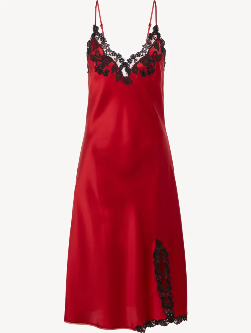 La Perla Camisón Corto De Raso De Seda Con Frastaglio