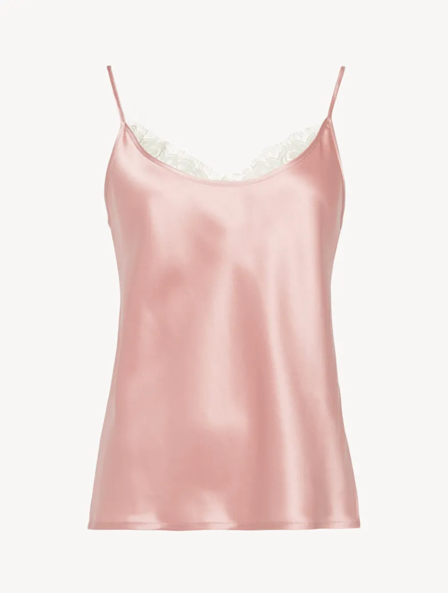 La Perla Camisola De Seda Con Encaje Leavers De Color Rosa