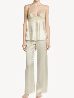 La Perla Camisola En Seda Blanquecina Con Macramé Frastaglio