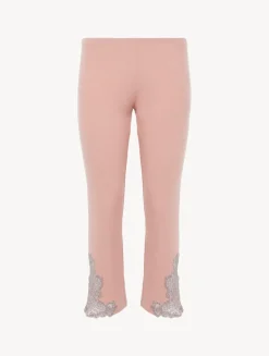 La Perla Pantalón Acanalado En Mezcla De Cachemir De Color Blush Clay Con Frastaglio