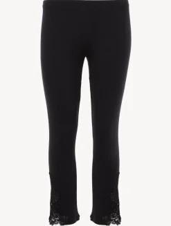 La Perla Pantalón Acanalado En Mezcla De Cachemir De Color Onyx Con Frastaglio