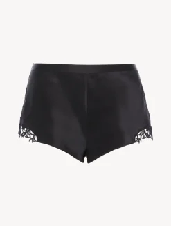 La Perla Pantalón Corto De Pijama Negro Con Macramé Frastaglio