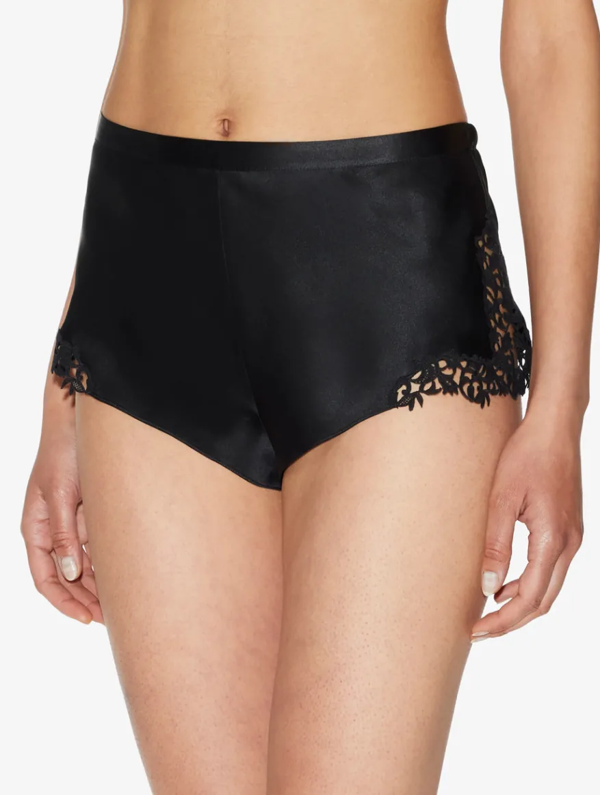 La Perla Pantalón Corto De Pijama Negro Con Macramé Frastaglio