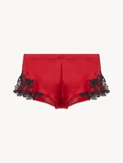 La Perla Pantalón Corto De Pijama Rojo Con Frastaglio Color Negro