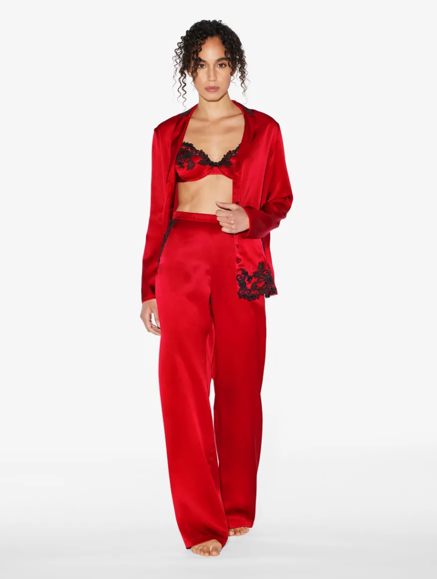 La Perla Pijama Con Frastaglio De Seda Roja