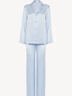 La Perla Pijama De Seda Azul Celeste