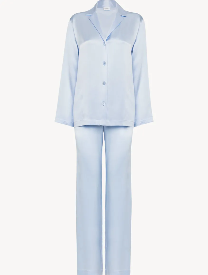 La Perla Pijama De Seda Azul Celeste