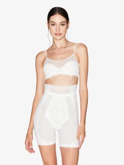 La Perla Shorts Estilo Ciclista De Tul Elástico Blanquecino