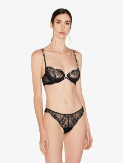 La Perla Sujetador Balconet Negro Con Aros Y Ribetes De Encaje Leavers